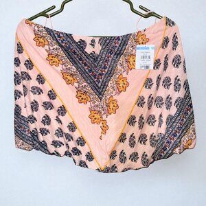 Free People Borderline Bandana Print Strapless Tube Top Silver Combo Size XL